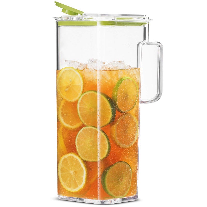Komax Large Plastic Water Pitcher with Lid Square Water Carafe â€“ BPA-Free, Dishwasher Safe â€“ Water, Tea, or Juice Containers with Lids for Fridge (2.3 Liters) - Image 5